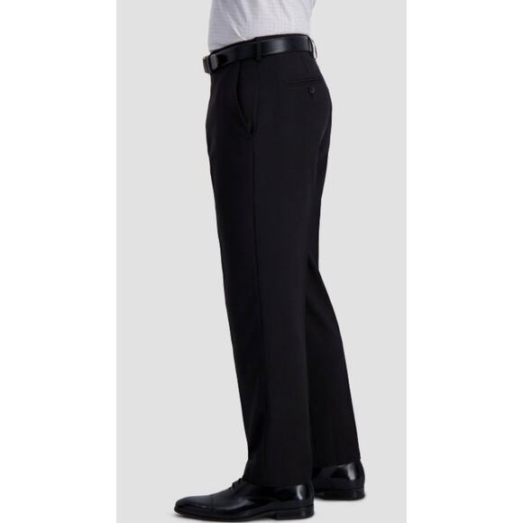 NWT Haggar H26 Men’s Stretch Dress Pants Black size 40x32 midweight relaxed leg - Picture 3 of 9